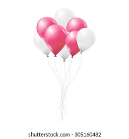 Pink And White Balloons On White Background