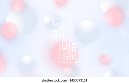Pink and white balls. Color background. Fluid pattern. 3d geometric shapes. Vector.