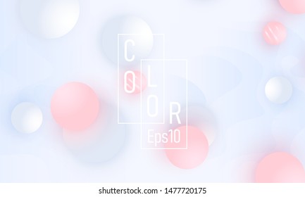 Pink and white balls. Color background. Fluid pattern. 3d geometric shapes. Vector.