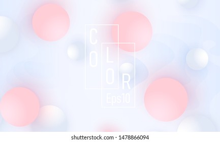 Pink and white balls. Color background. Fluid pattern. 3d geometric shapes. Vector.