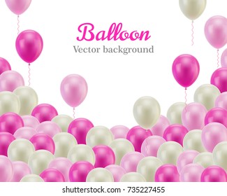 Pink white balls frame white background. Pink and white balls from down on a white background for designers and illustrators. Balls backdrop as a vector illustration