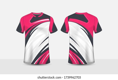 Pink, white and black pattern layout e-sport t-shirt design template