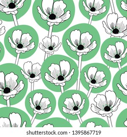 Pink, White and black seamless vector background with elements of flowers and leaves. Perfect for fabric, home decor, gift wrap, quilting, invitations, scrapbooking, wall paper and projects.