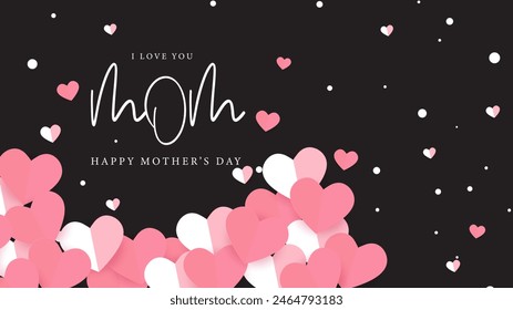 Pink white and black vector beautiful and simple style background for mother's day celebration. Happy mothers day event poster for greeting design template and mother's day celebration