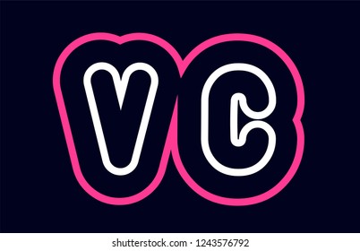 pink white blue alphabet combination letter vc v c logo design suitable for a company or business