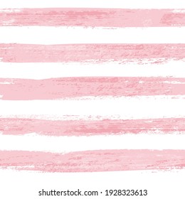 Motif harmonieux de trait de brosse rose et blanc avec des lignes horizontales. Arrière-plan vectoriel