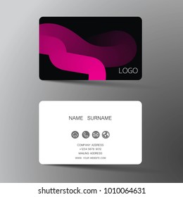 Pink and white business card template design. With inspiration from the abstract. Contact card for company. Two sided on the gray background. Vector illustration.