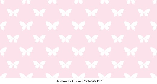 Pink And White Butterfly Boarder, Vector Pattern Background, Butterfly Silhouette