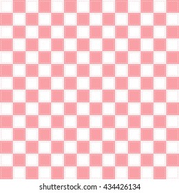 Pink and white checkered background seamless.