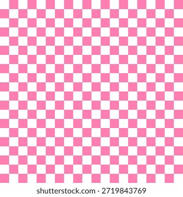 Pink and white checkered seamless pattern. Classic gingham plaid texture for Valentine's day, picnic, or textile design.