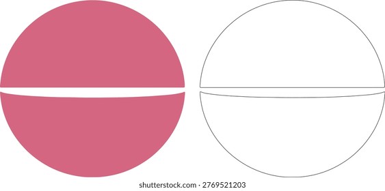 Pink and white circle halves abstract half shape