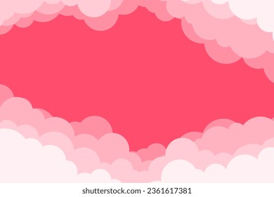 Pink and white clouds on a pink background