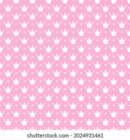 Fondo del patrón de coronas rosadas y blancas. Fondo de patrón sin inconvenientes. Para papel tapiz, página web de patrones, texturas superficiales, papel envolvente. Fondo vectorial.