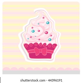 Pink and white cupcake