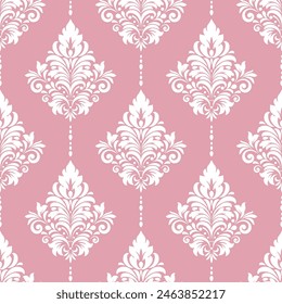 Rosa und Weiß Damast Vektorgrafik nahtlose Muster. Klassische Paisley-Elemente. Traditionelle, türkische Motive. Ideal für Stoff und Textil, Bildschirmhintergrund, Verpackung oder jede beliebige Idee.