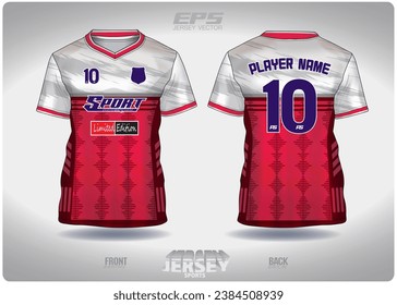 pink white digital sound wave pattern design, illustration, textile background for sports t-shirt, football jersey shirt mockup for football club. consistent front view