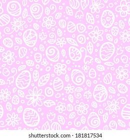 Pink and white Easter eggs vector seamless pattern