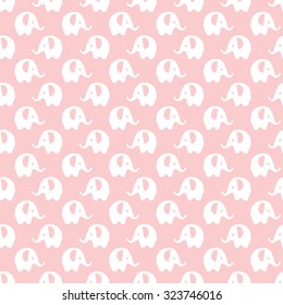 pink with white elephants pattern, seamless texture background