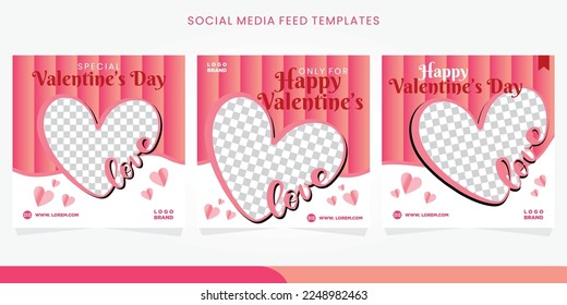 rosafarbene weiße Zufuhrvorlage. Valentins Verkauf Social Media Banner Design. Geeignet für Social Media und Banner. Vektordesign mit einer Fotocollage