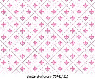 Pink and White Fleur De Lis Background