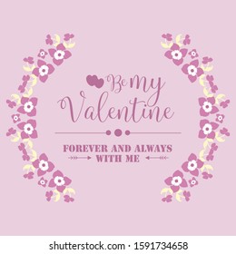 Pink and white flower frame ornate, isolated on pink backdrop, for card design happy valentine. Vector