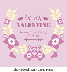 Pink and white flower frame ornate, isolated on pink backdrop, for card design happy valentine. Vector