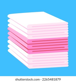 Pink and White Folded Fabric Cotton Textile Towel  Vector Object Design