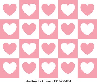 Pink and white geometrical pattern with hearts