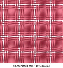 Pink and white glen check pattern. Stylish girlie hounds tooth checkered design.