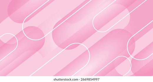 Fondo abstracto de degradado rosa y blanco con capas superpuestas y decoración dinámica de efecto de línea redondeada. Concepto moderno de estilo a rayas para Anuncios de Web, volantes, tarjetas o cubiertas de folletos.