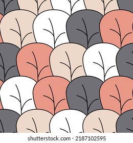 Pink white gray leaf seamless pattern cute flat hand drawn background for design