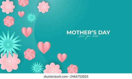Pink white and green vector beautiful and simple style background for mother's day celebration. Happy mothers day event poster for greeting design template and mother's day celebration