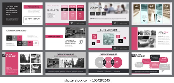 Pink, white and grey infographic design elements for presentation slide templates. Business and teamwork concept can be used for financial report, advertising, flyer layout and leaflet design.