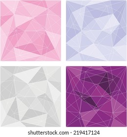 Pink, white, grey and violet triangle vector background or chevron surface pattern set