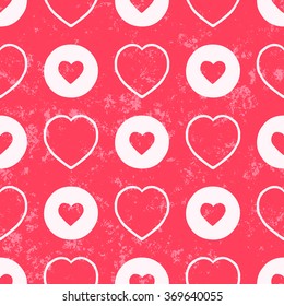 Pink and white heart seamless pattern; Valentine's day symbol background