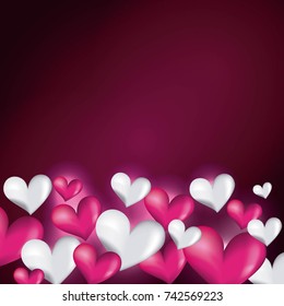 pink and white hearts decorative love blur glossy