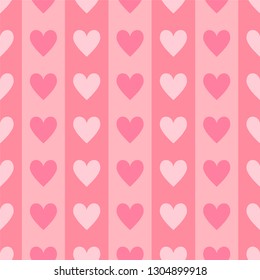 Pink and white hearts pattern/ Seamless vector soft pink stripe streak background/ Stylish Valentine's day wallpaper