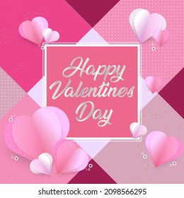 Pink and white hearts valentine's day card background sweet love