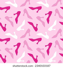 Pink and white heels abstract trendy pattern. Valentines day, wedding, mothers day, romantic background.