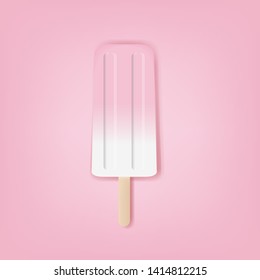 Pink And White Ice Cream Poster With Gradient Mesh, Vector Illustration