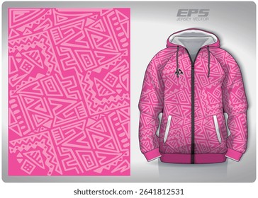 pink white indigenous symbol pattern design, illustration, textile background for sports t-shirt, football jersey shirt mockup for football club. consistent front view