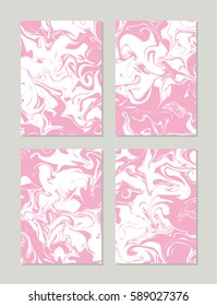 Pink and white ink textures set. Vector illustration.