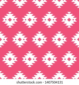 Pink and white kilim seamless pattern. Cute and childish design for fabric, textile, wallpaper, bedding, swaddles or gender-neutral apparel.
