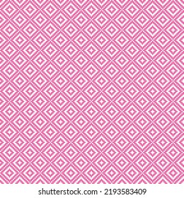 Pink and white layer square pattern. Monotone 45-degree maze square pattern on white background. Diagonal lines and squares.