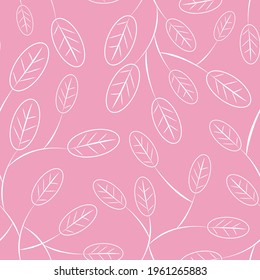 Pink and white leaves vector repeat pattern. Designed by Houhou Design from www.houhou-design.com. Contact me for custom projects