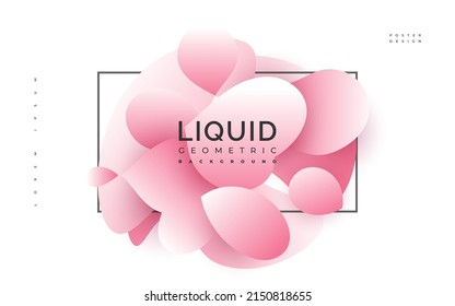 Pink and White Liquid Background. Abstract Geometric Background with Fluid Shapes. 3D Wavy Liquid Background for Banner or Poster