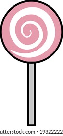 Lolipop rosa y blanco, ilustración, vector sobre fondo blanco.