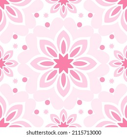 Pink and white luxury vector seamless pattern. Ornament, Traditional, Ethnic, Arabic, Turkish, Indian motifs. Great for fabric and textile, wallpaper, packaging design or any desired idea. 