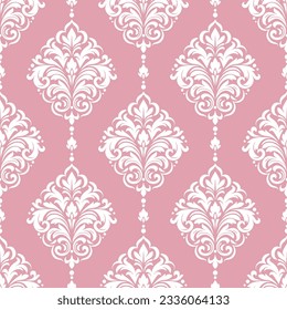 Pink and white luxury vector seamless pattern. Ornament, Traditional, Ethnic, Arabic, Turkish, Indian motifs. Great for fabric and textile, wallpaper, packaging design or any desired idea.