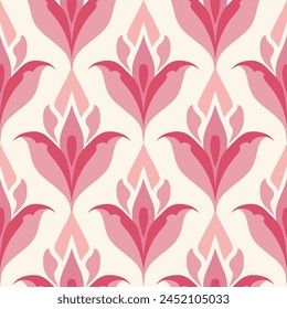 Pink and white luxury vector seamless pattern. Ornament, Traditional, Ethnic, Arabic, Turkish, Indian motifs. Great for fabric and textile, wallpaper, packaging design or any desired idea.